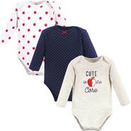 Hudson Baby Infant Breathable Cotton Long-Sleeve Bodysuit Bundle 3 Count