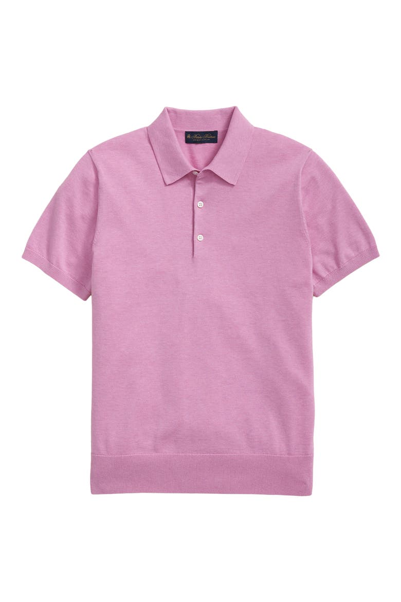 Supima® Cotton Polo Sweater, Alternate, color, DARK PINK HEATHER