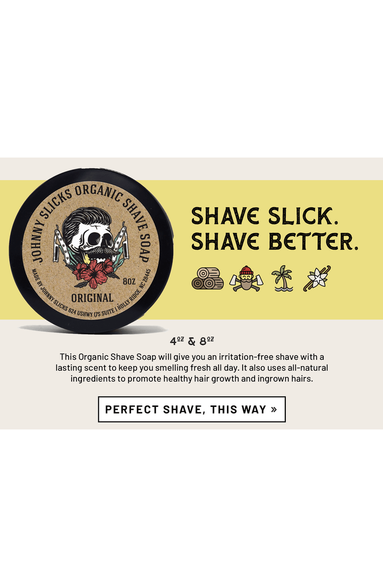 Johnny Slicks Organic Shave Soap, Alternate, color, White-Original Fragrance