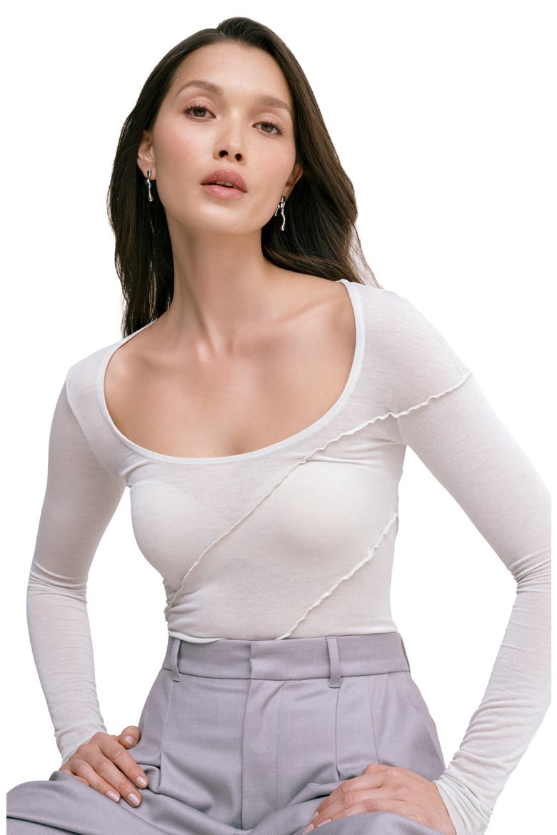 Melody Ruffle Seam Semisheer Jersey Top, Alternate, color, MIST