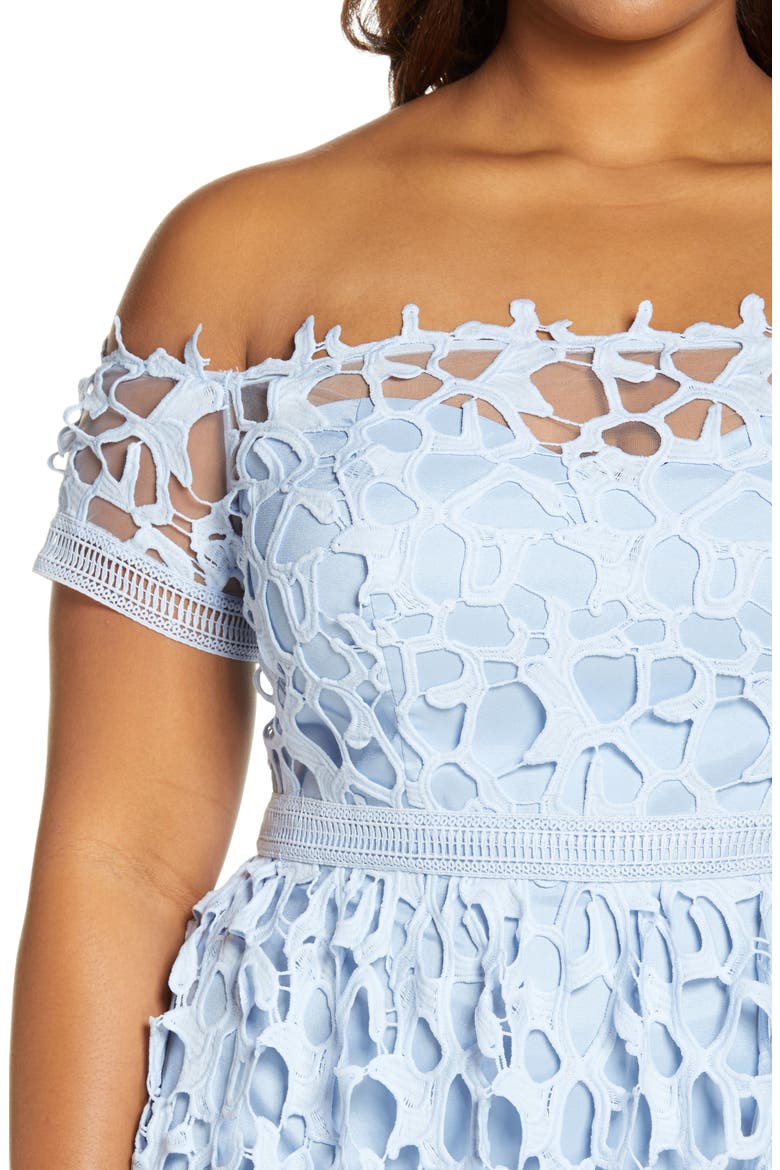 Off the Shoulder Lace Dress, Alternate, color, BLUE