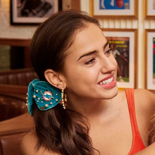 Lele Sadoughi Miami Dolphins Bow Scrunchie In Burgundy