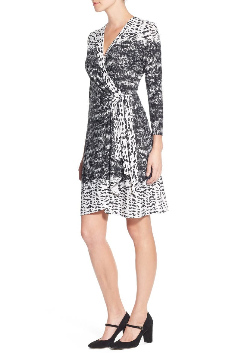 'Adele' Print Jersey Wrap Dress, Alternate, color, BLACK COMBO