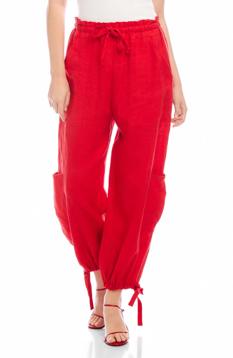 FIFTEEN TWENTY Charo Tie Waist Cargo Pants, Main, color, Cherry