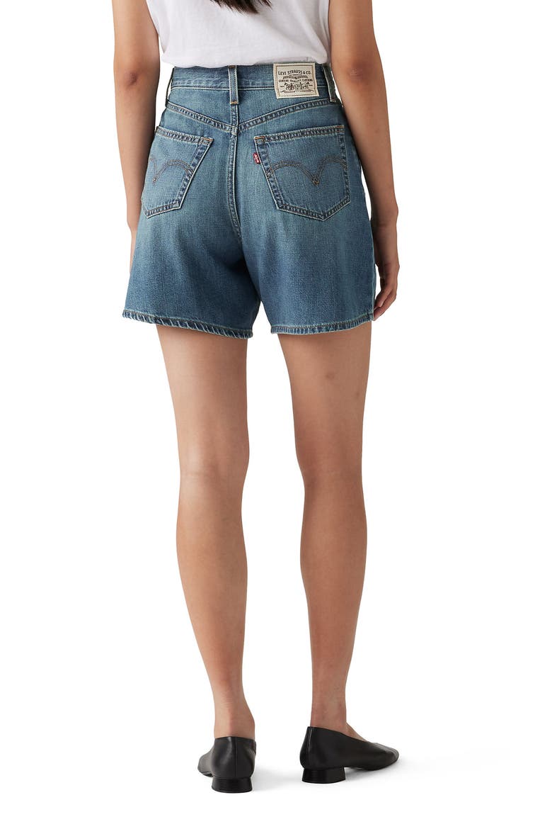 Baggy High Waist Cotton & Linen Denim Shorts, Alternate, color, STOP FLAXING SHORT