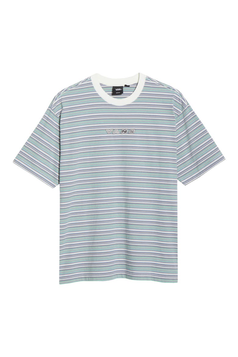 Cameron Stripe Cotton T-Shirt, Alternate, color, MARSHMALLOW-GLACIAL SLATE