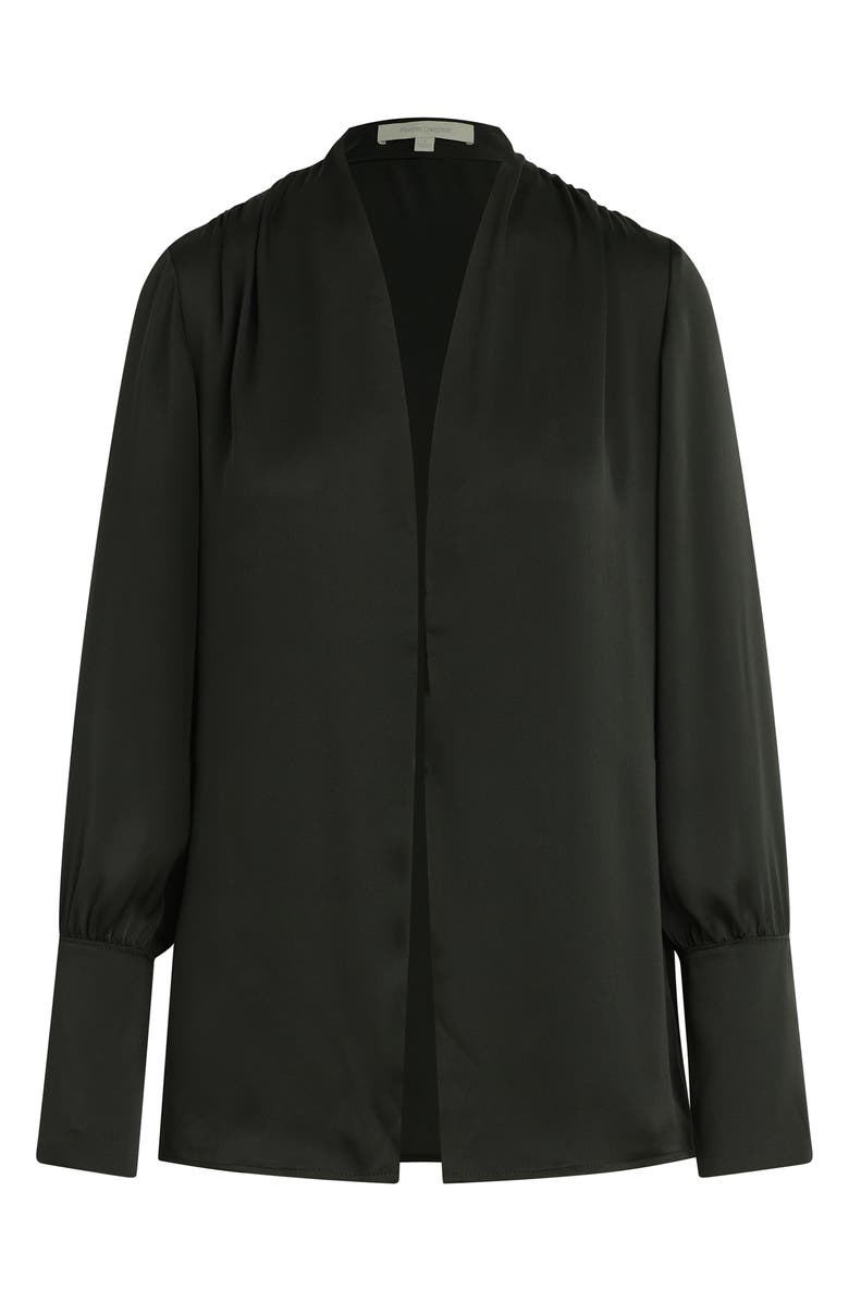 Favorite Daughter The Izzy Fluted Sleeve Satin Shirt, Alternate, color, Black