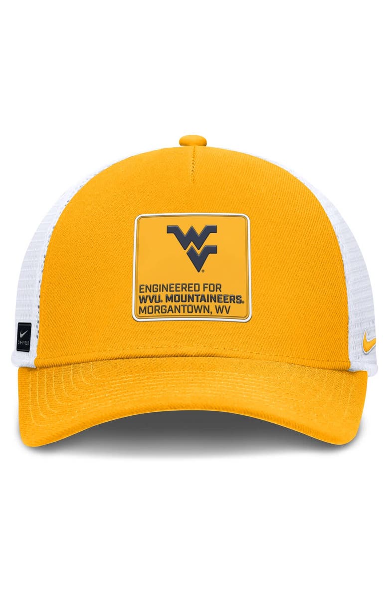Nike Men's Nike Gold/White West Virginia Mountaineers 2025 On-Field Rise Engineered Trucker Adjustable Hat, Alternate, color, Gold