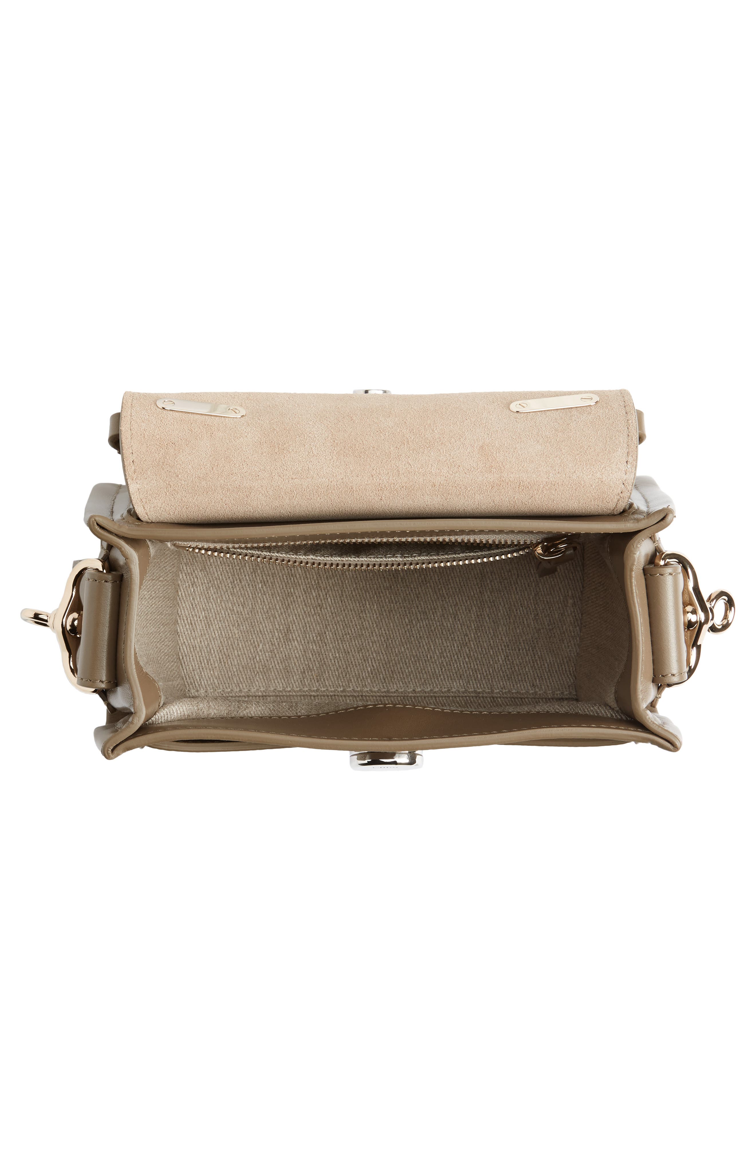 Mini Tess Leather & Suede Top Handle Bag, Alternate, color, DEEP KHAKI