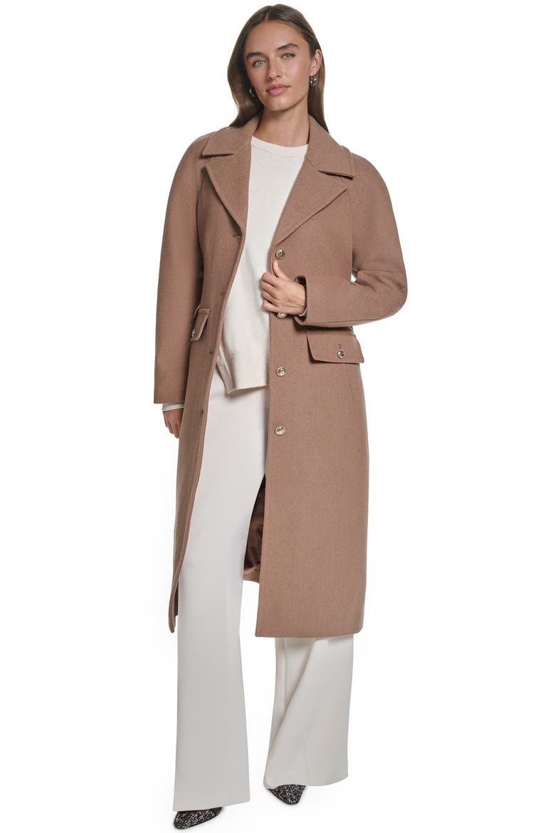 Belted Button Front Wool Blend Coat, Alternate, color, CAMEL