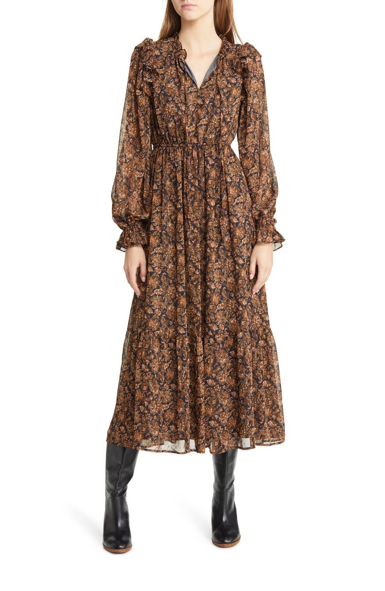 MOON RIVER Floral Long Sleeve Dress, Main, color, 
