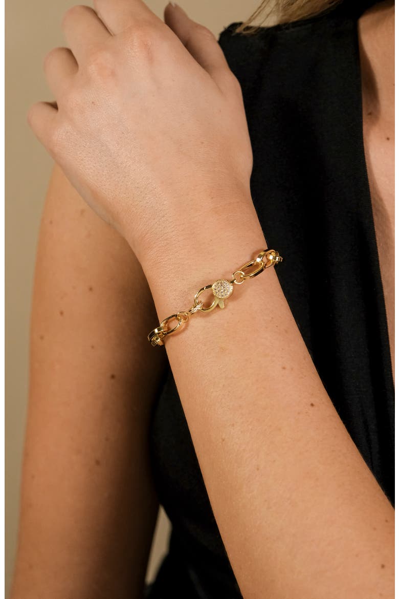 Tove Cubic Zirconia Paper Clip Chain Bracelet, Alternate, color, GOLD
