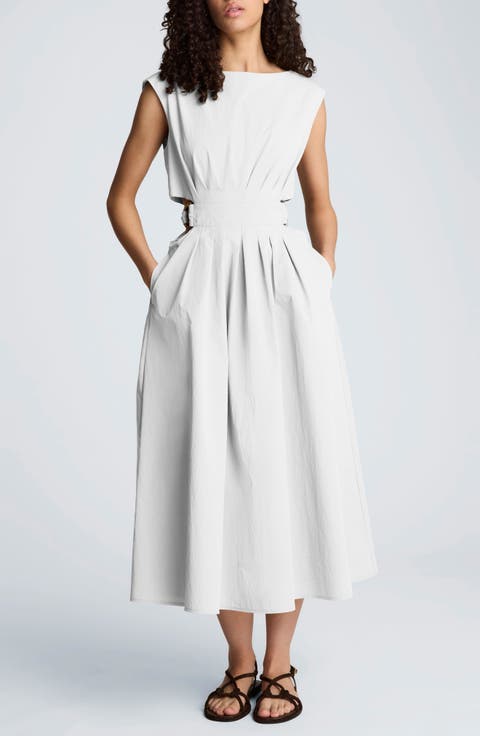 Cutout D-Ring Tie Back Midi Dress