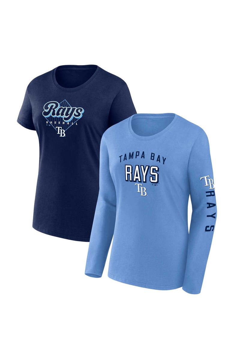 FANATICS Women's Fanatics Branded Light Blue/Navy Tampa Bay Rays T-Shirt Combo Pack, Main, color, 