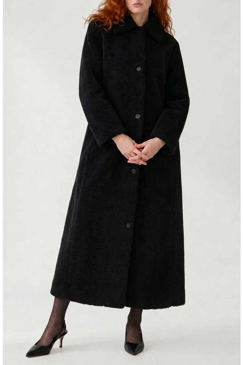 Elise Faux Fur Longline Coat, Main, color, BLACK
