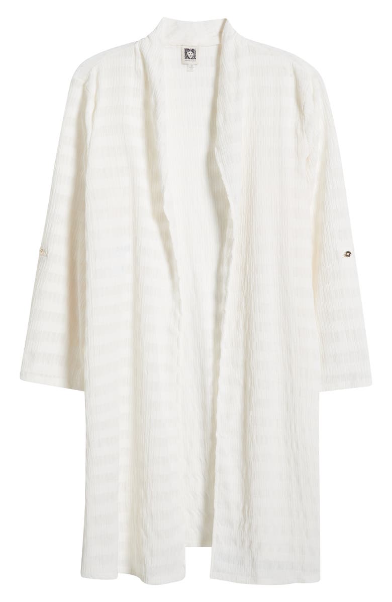 Anne Klein Sheer Stripe Open Front Longline Cardigan, Alternate, color,