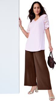 Jessica London Stretch Knit Wide Leg Pant