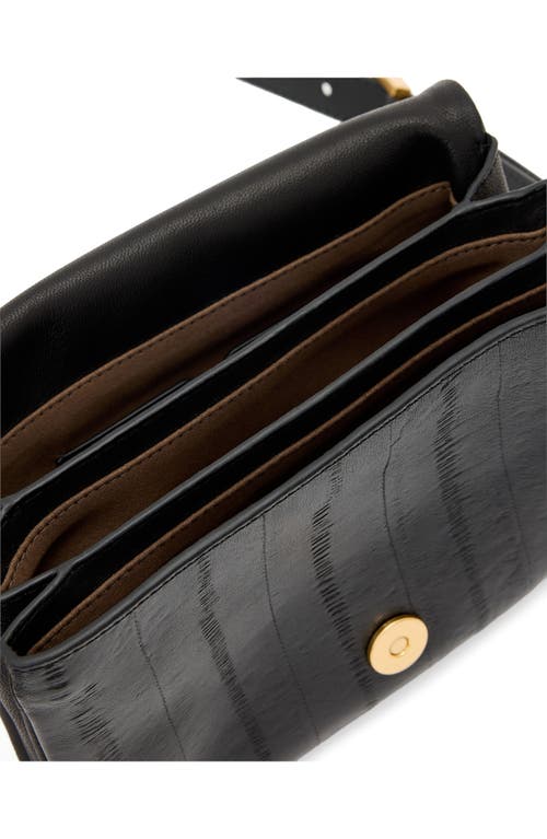Allsaints Jupiter Eel Skin Embossed Leather Crossbody Bag In Black