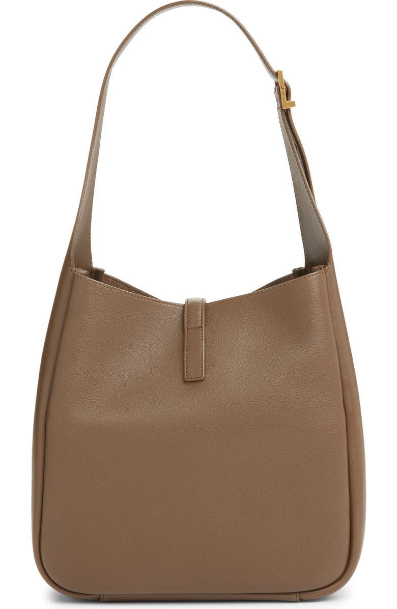 Saint Laurent Small Le 5 à 7 Leather Hobo, Alternate, color, Pecan Brown