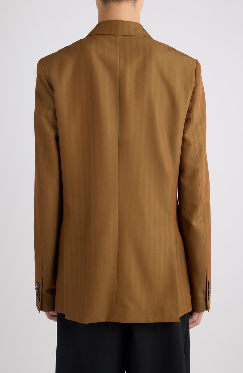 Dries Van Noten Barry Herringbone Stripe Double Breasted Wool Blend Sport Coat, Alternate, color, Tan