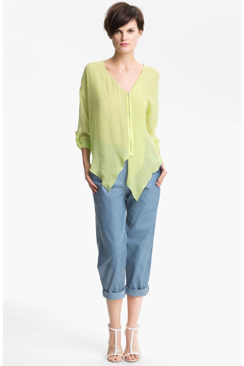 Cuffed Baggy Leather Pants, Alternate, color, PERI BLUE