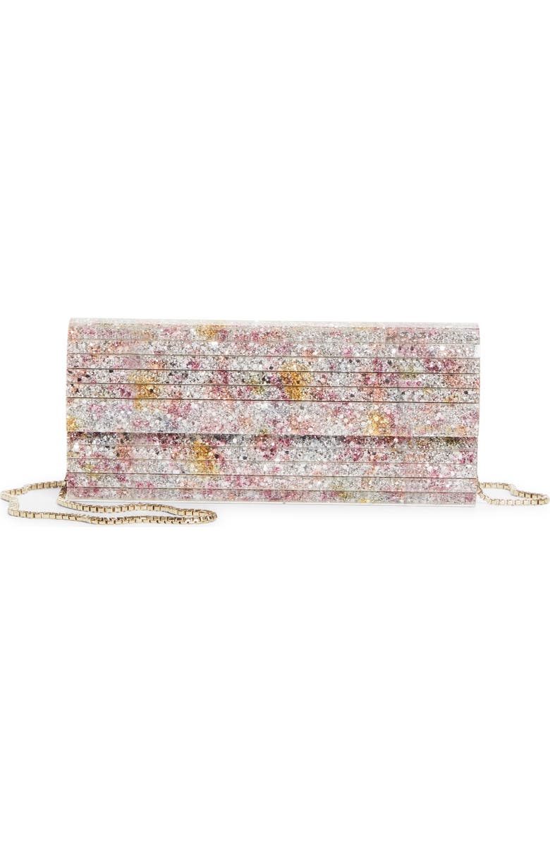Jimmy Choo Sweetie Glitter Acrylic Clutch, Main, color,