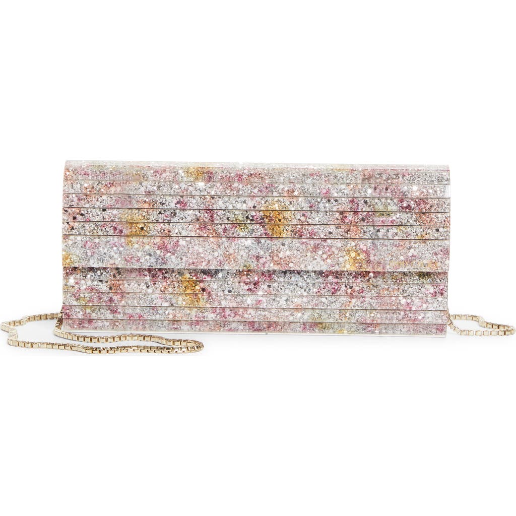 Jimmy Choo Sweetie Glitter Acrylic Leather Clutch Bag