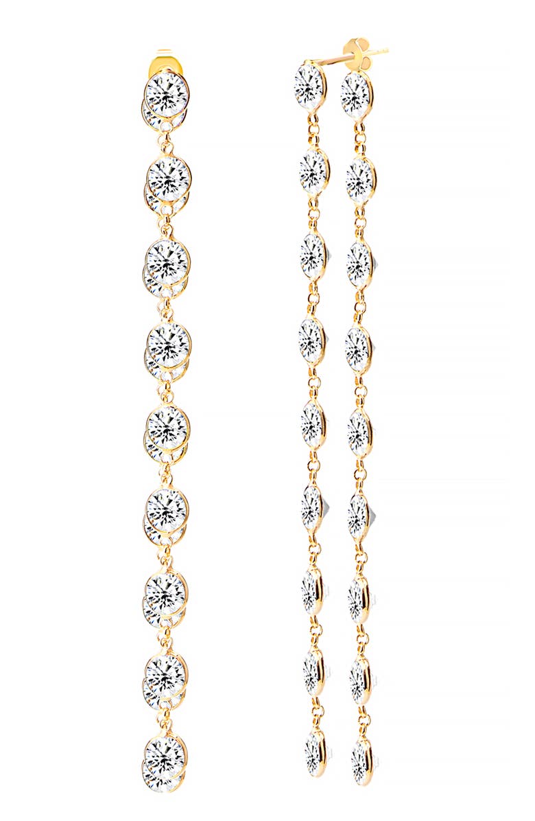 GABI RIELLE Dual Dream Front-Back Crystal Drop Earrings, Main, color, Gold