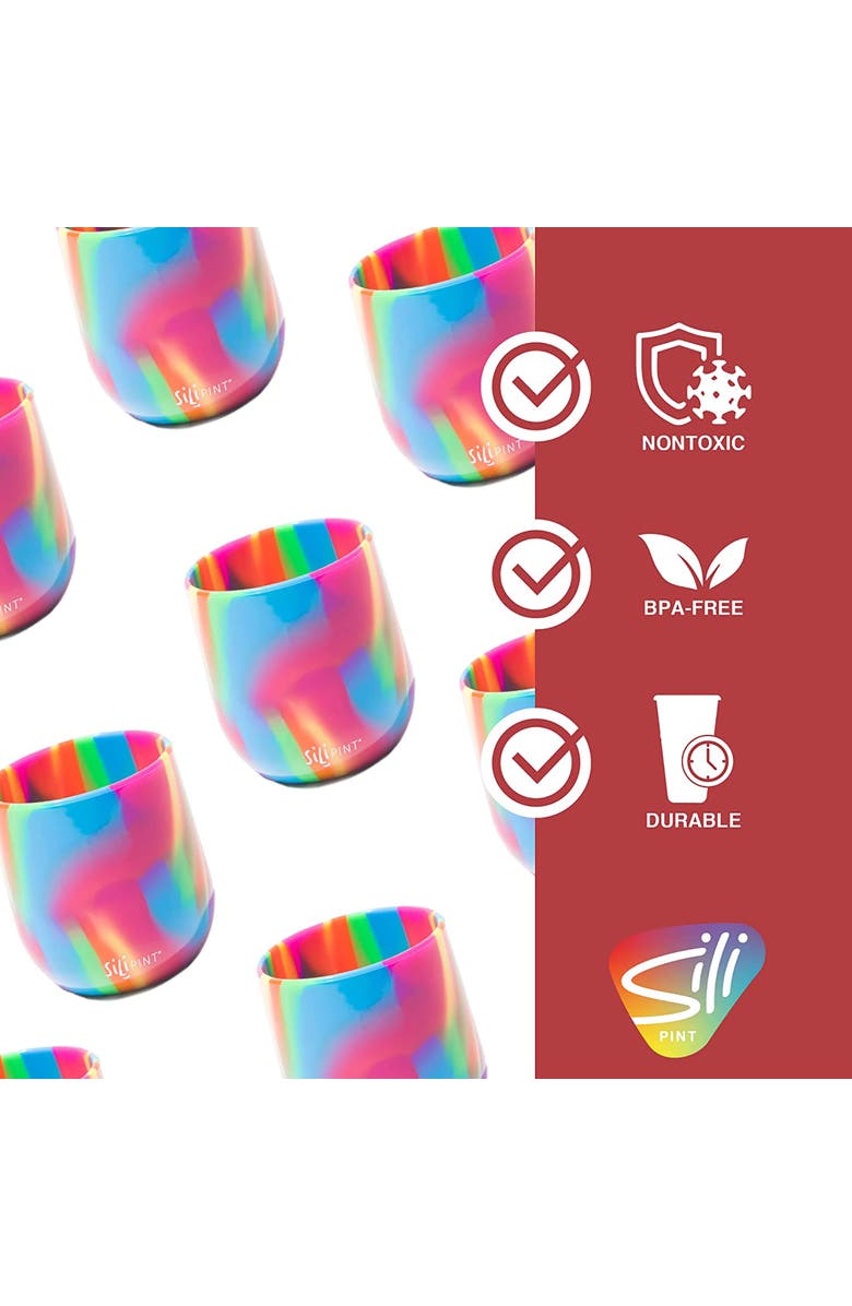Silipint Silicone 12oz Stemless Wine Glasses 6 Pack, Alternate, color, Multicolored