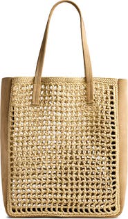 Khaite Small Zoe Woven Raffia 
Suede Tote
