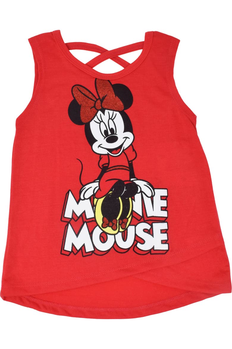 Minnie Mouse Sleeveless 2-Piece Tank Top and Shorts Set, Alternate, color, Red Grey Minnie Mouse