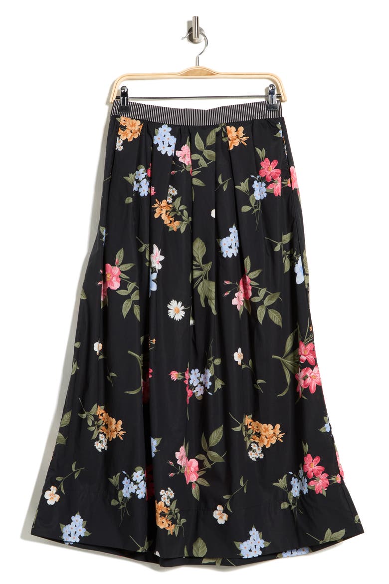 Cotton Poplin Maxi Skirt, Alternate, color, BLACK GARDEN FLORAL