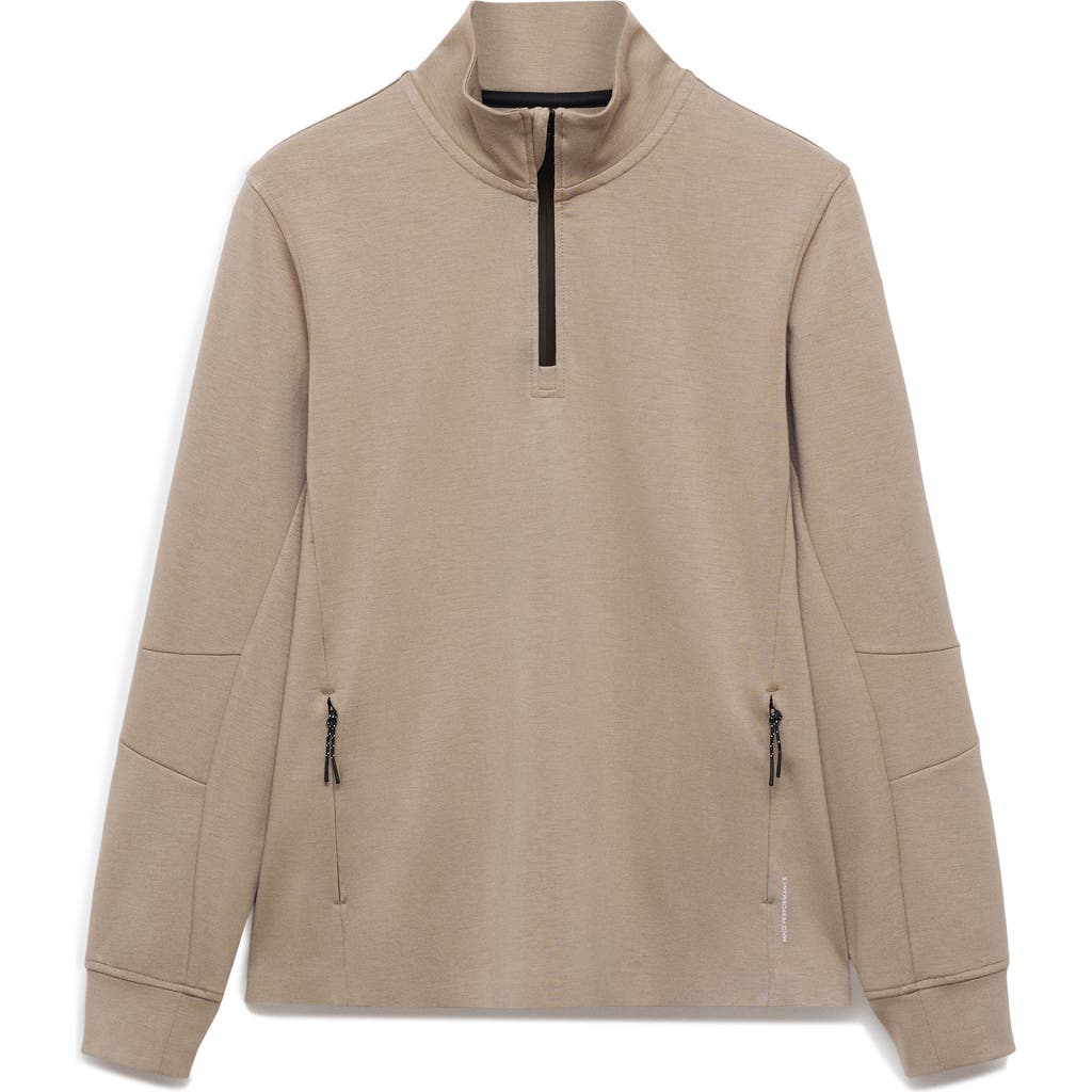 Mango Sudadera Comfort Stretch Quarter Zip Sweatshirt In Neutral