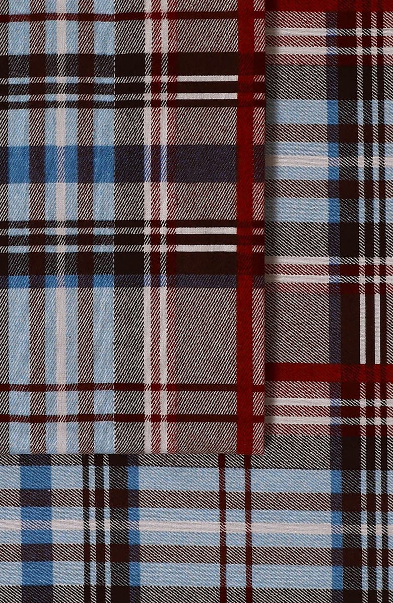 AZORES HOME Brentwood Plaid Cotton Flannel Sheet Set, Alternate, color, Brown