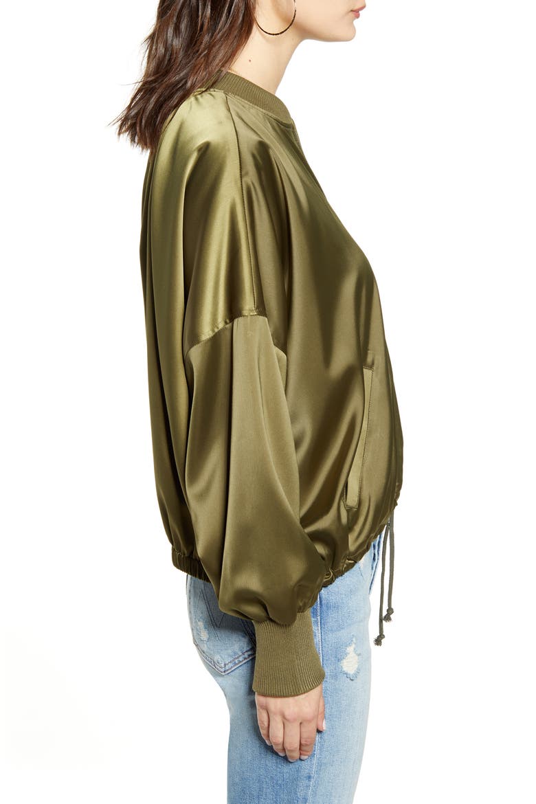 On Duty Satin Bomber Jacket, Alternate, color, DARK SAGE