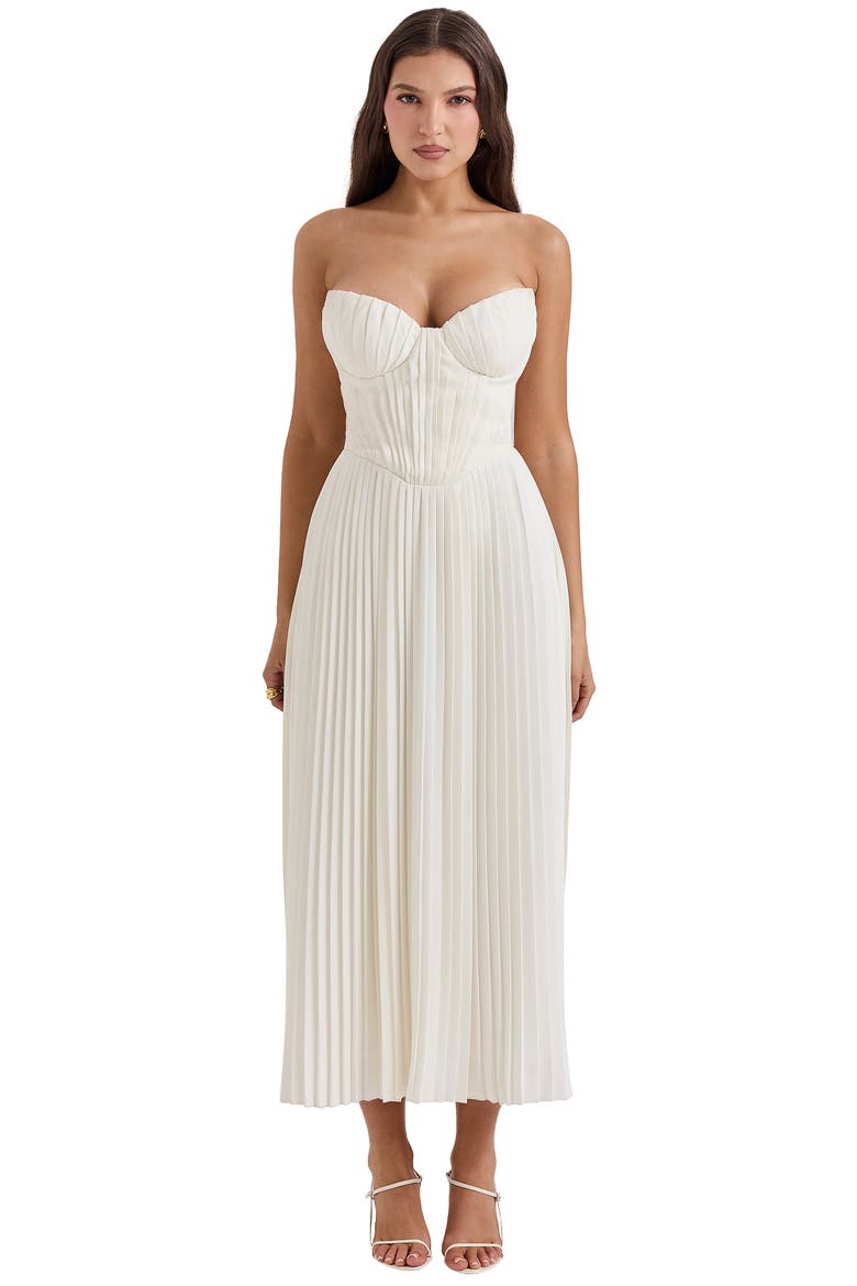 Amorata Strapless Pleated Georgette Cocktail Dress, Alternate, color, IVORY