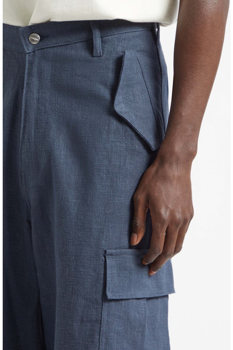 Linen Parachute Cargo Pants, Alternate, color, NAVY