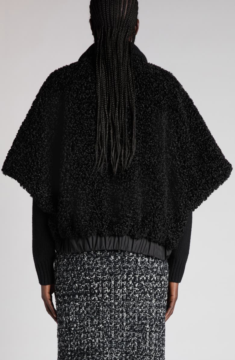 Moncler Mixed Media Reversible Cape, Alternate, color, Black