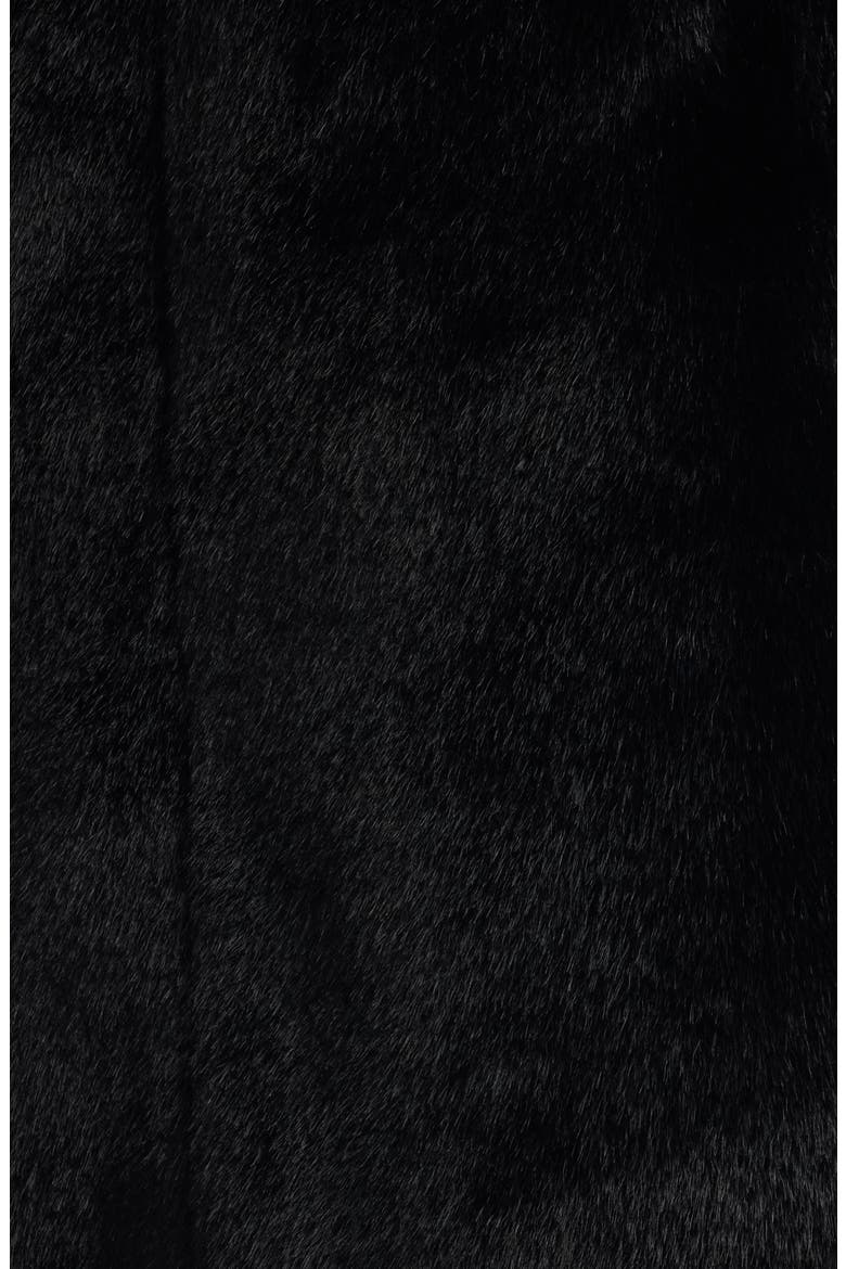 Reefer Faux Fur Longline Coat, Alternate, color, BLACK