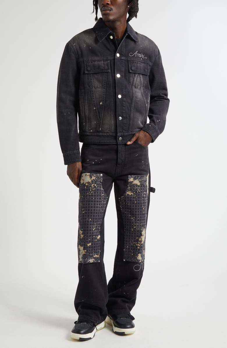 AMIRI Bleach Splatter Bandana Carpenter Jeans, Alternate, color, Faded Black