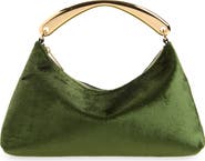 Mansur Gavriel Rhea Metal Handle Velvet Hobo Bag