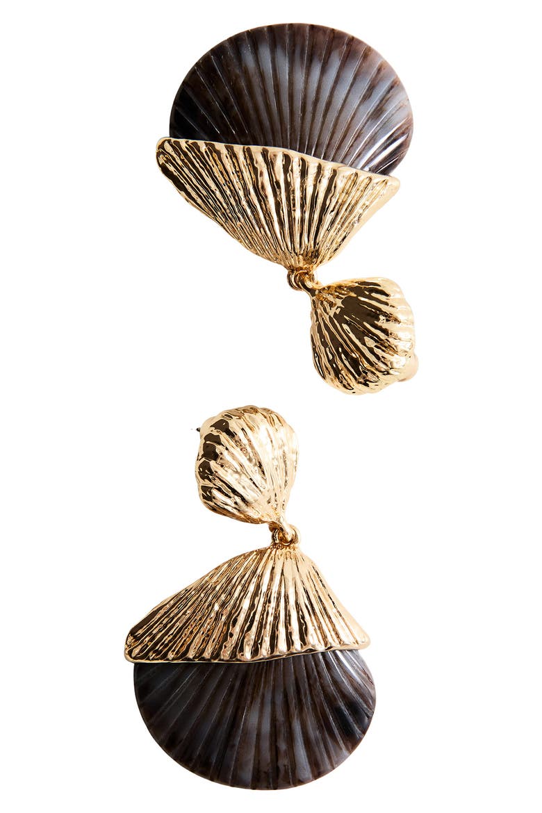 Shell Drop Earrings, Alternate, color, GOLD