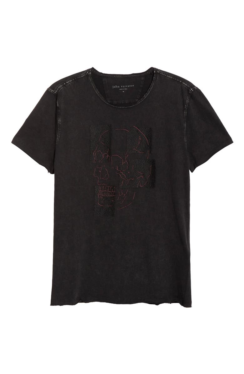 John Varvatos Skull Tiles Raw Edge Graphic T-Shirt, Alternate, color, Black