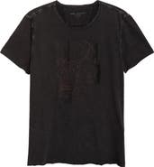 John Varvatos Skull Tiles Raw Edge Graphic T-Shirt