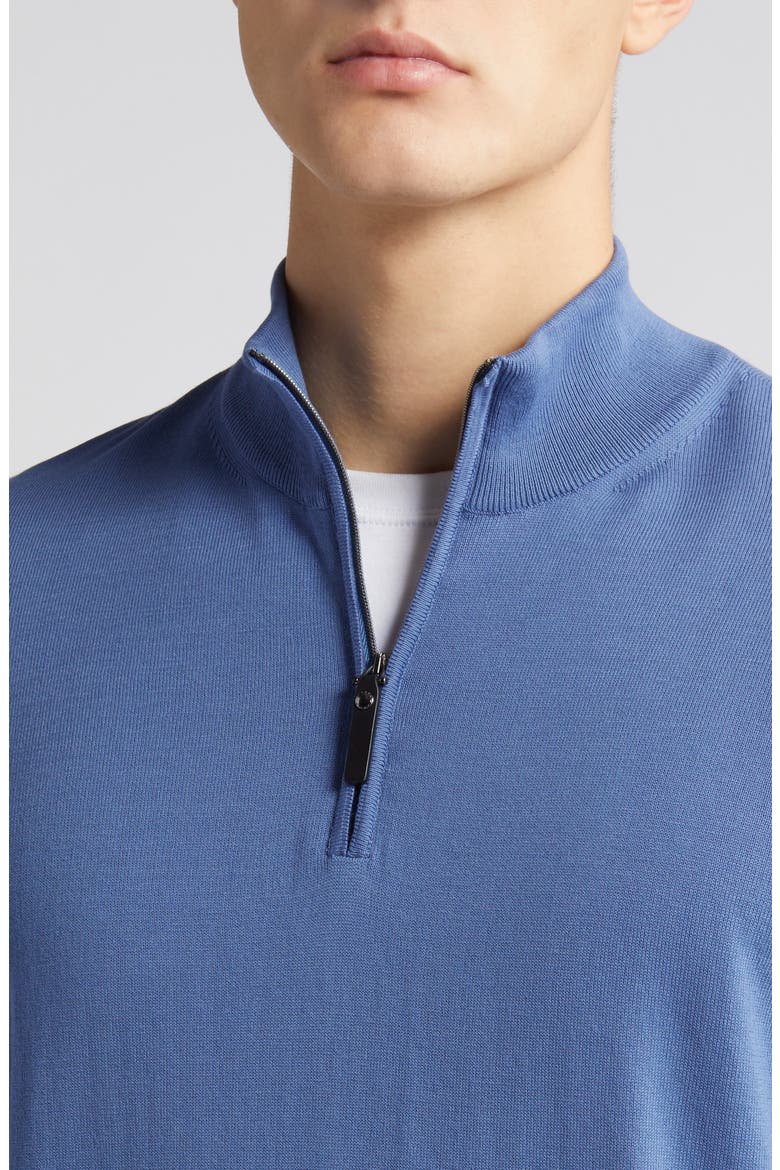 Quarter Zip Cotton Sweater, Alternate, color, BLUE