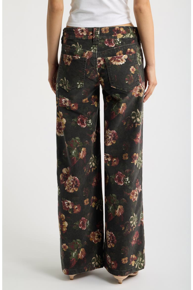Floral Printed Low Rise Wide Leg Corduroy Pants, Alternate, color, VINTAGE BROWN