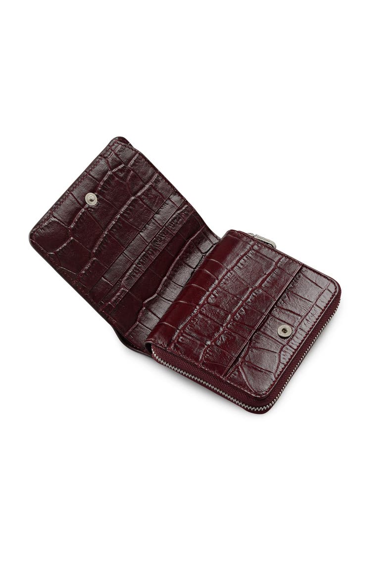 Dukes Place - Faux Croc Medium Zip Around Wallet, Alternate, color, Dark Cherry