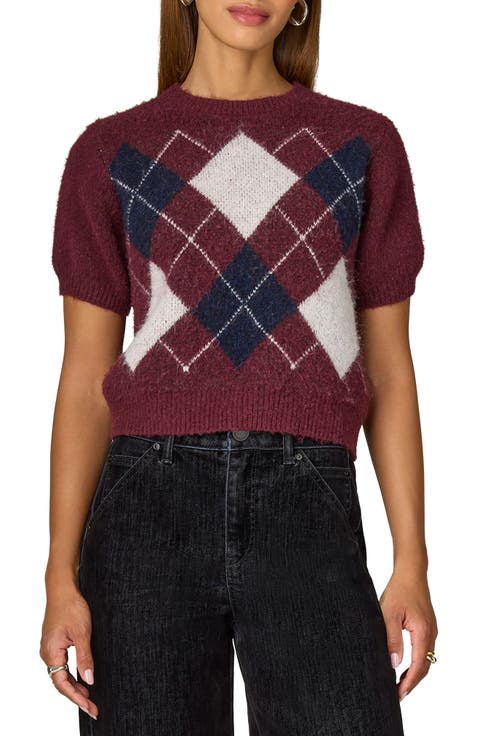 Argyle Short Sleeve Sweater