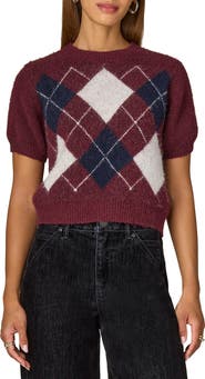 Wit & Wisdom Argyle Short Sleeve Sweater
