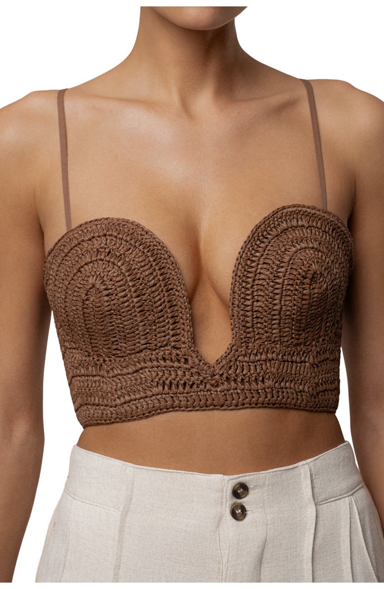 JLUXLABEL Sail Away Texture Bustier, Alternate, color, Brown